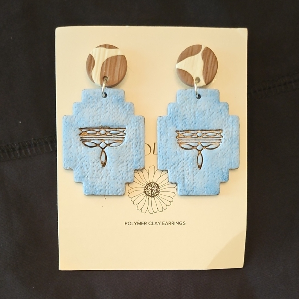 🎉HPx2🎉 Blue Geometric Polymer Clay Earrings